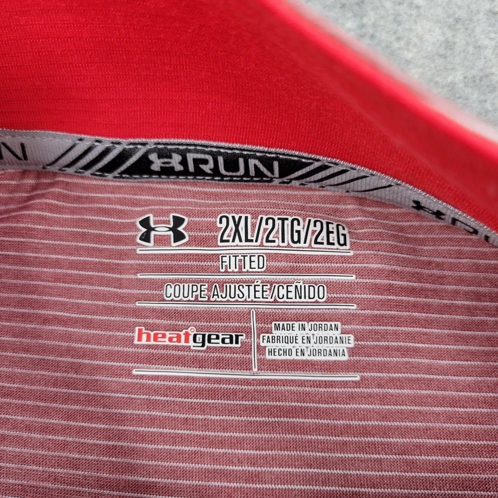Under‎ Armour Pullover Mens 2XL Red HeatGear 1/4 Zip Long Sleeve Running Top Gym